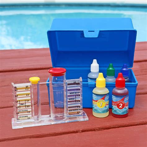 Tests: Chlorine, Bromine, pH, Acid Demand, and Total Alkalinity. . Best pool test kits